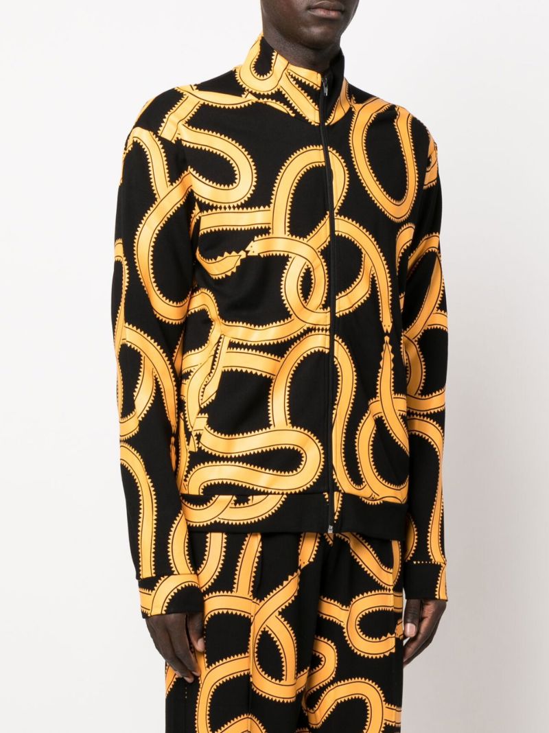 Black Snake Print Track Jacket