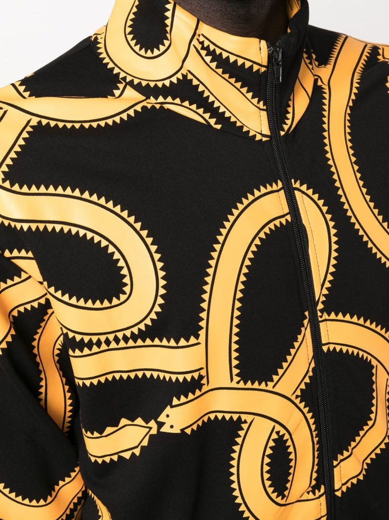 Black Snake Print Track Jacket