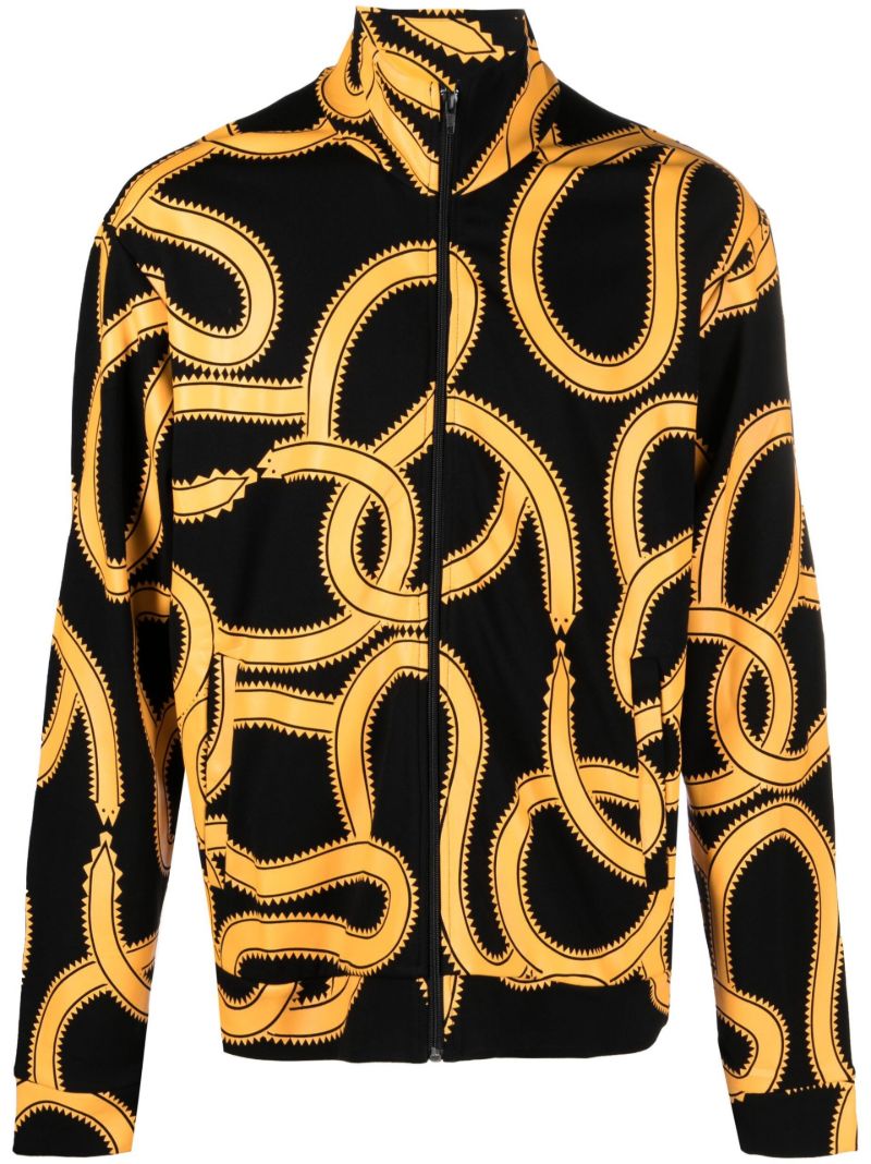 Black Snake Print Track Jacket