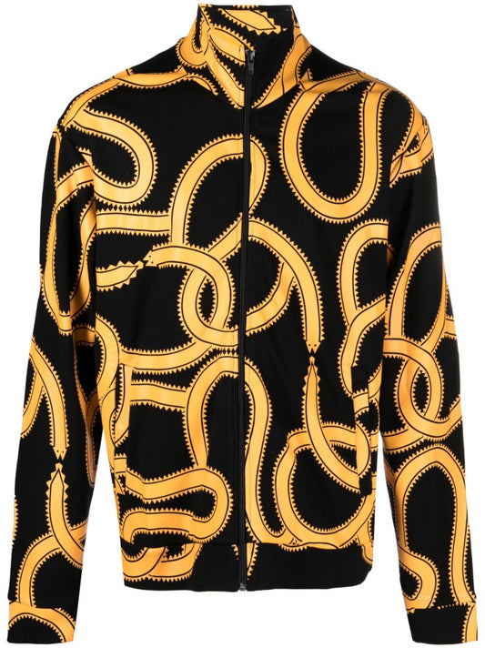 Black Snake Print Track Jacket
