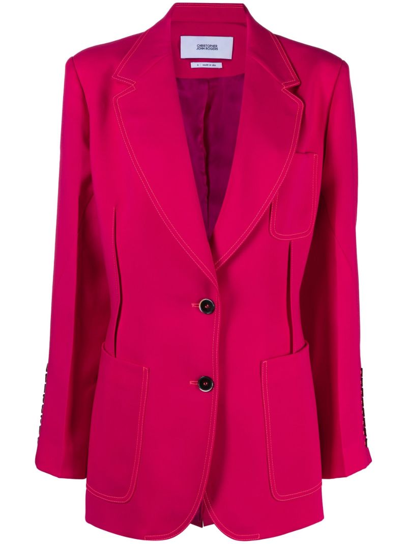 Pink Ruched Single-breasted Blazer
