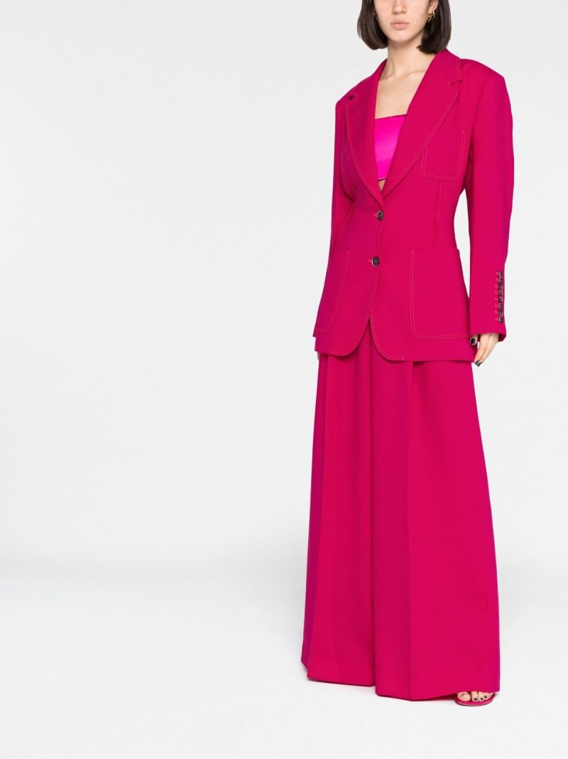Pink Ruched Single-breasted Blazer