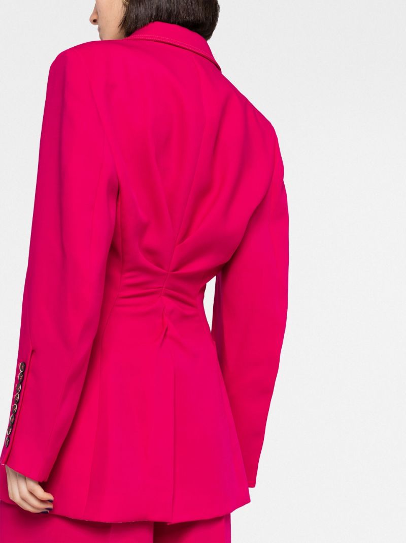 Pink Ruched Single-breasted Blazer