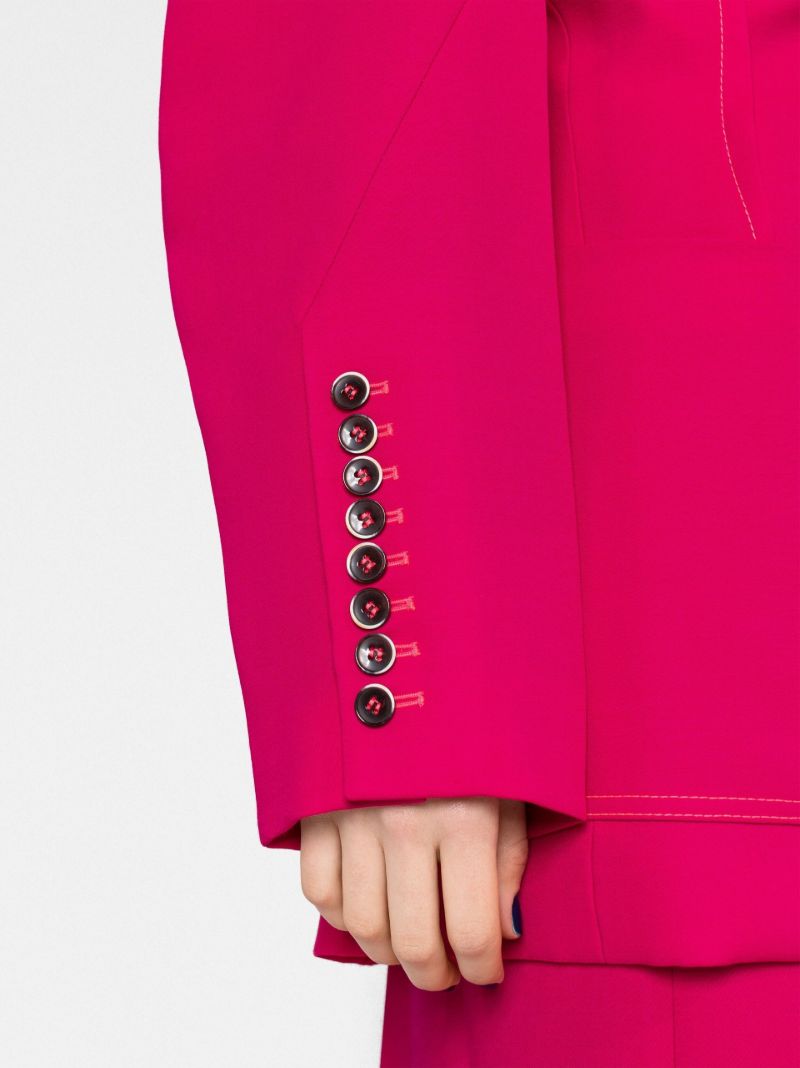 Pink Ruched Single-breasted Blazer