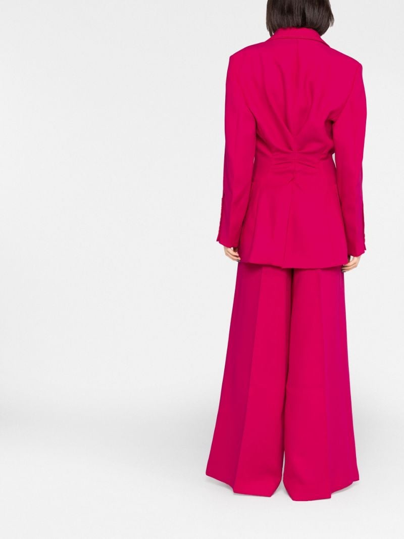 Pink Ruched Single-breasted Blazer