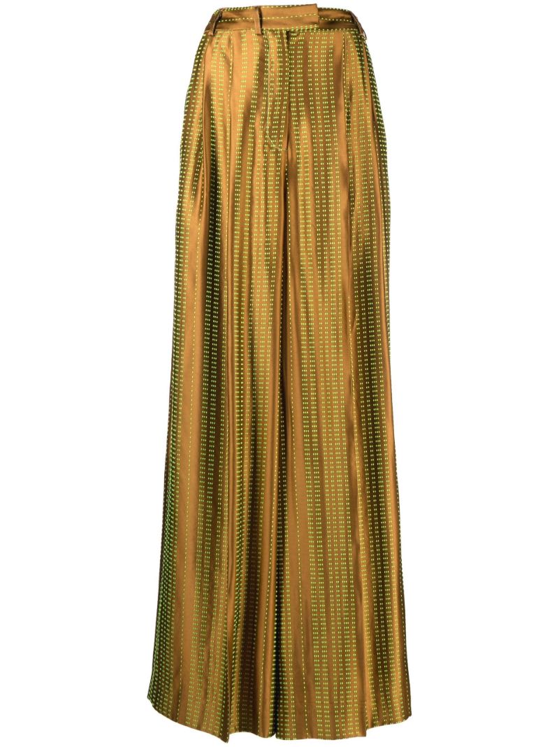 Brown Jacquard Wide-leg Satin Trousers