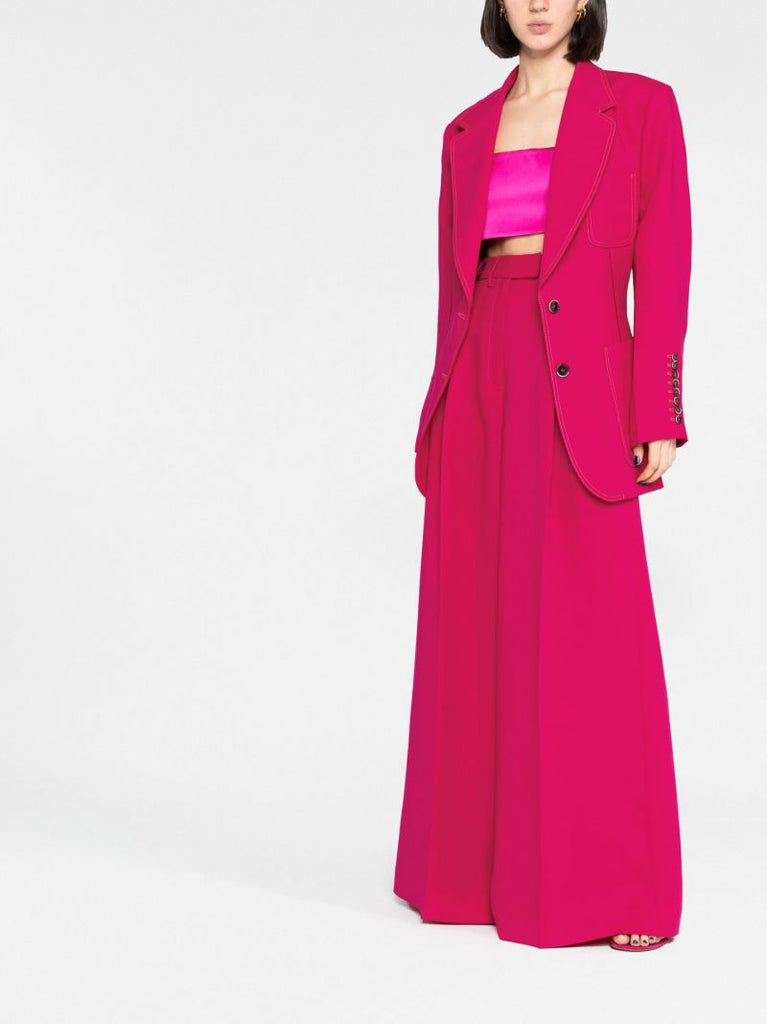Pink Wide-leg Tailored Trousers