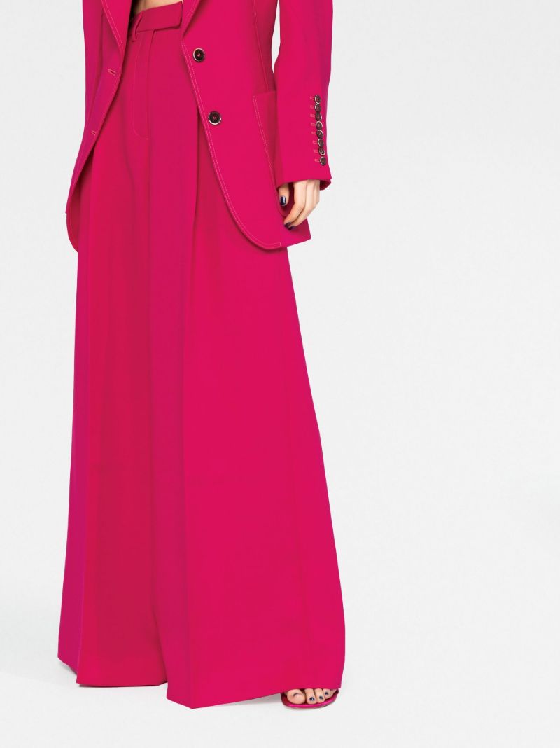 Pink Wide-leg Tailored Trousers