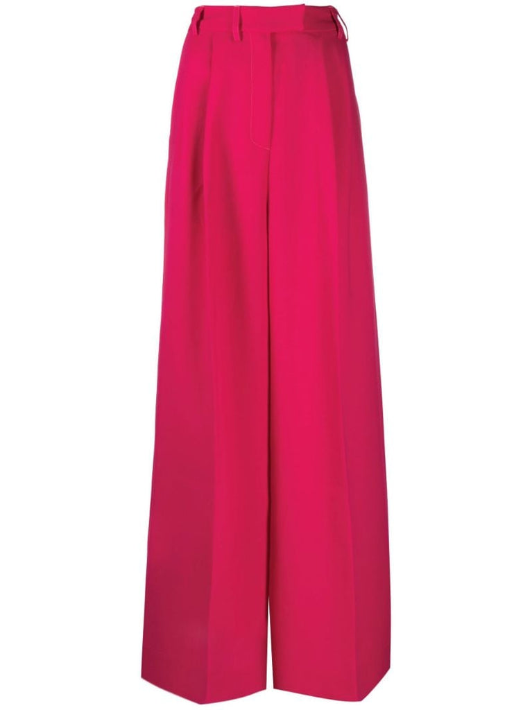 Pink Wide-leg Tailored Trousers