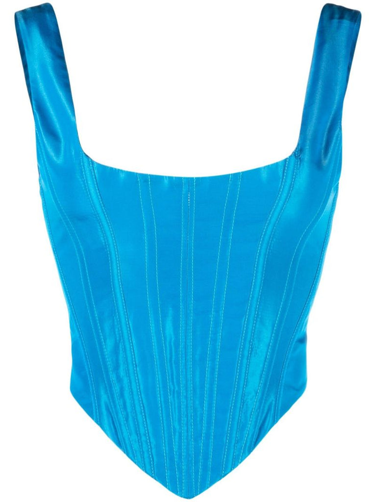 Blue Silk Corset Top