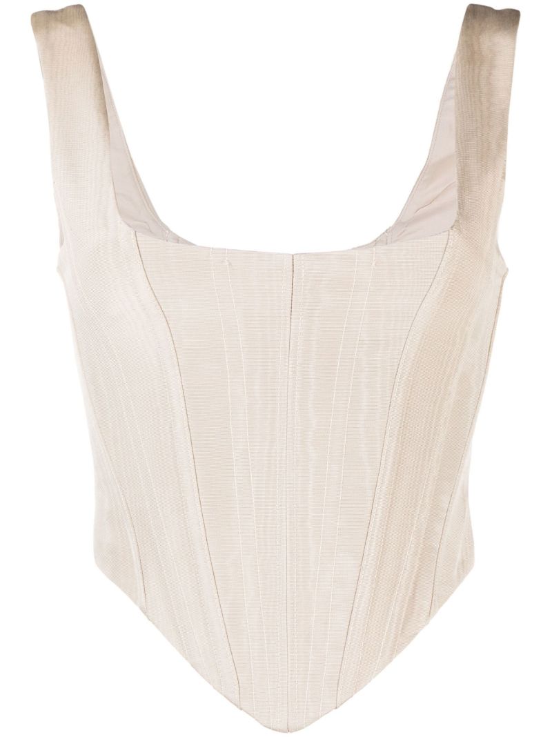 Brown Corset Moire-effect Tank Top
