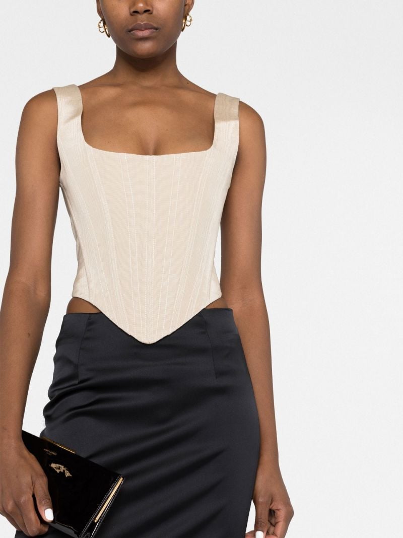 Brown Corset Moire-effect Tank Top