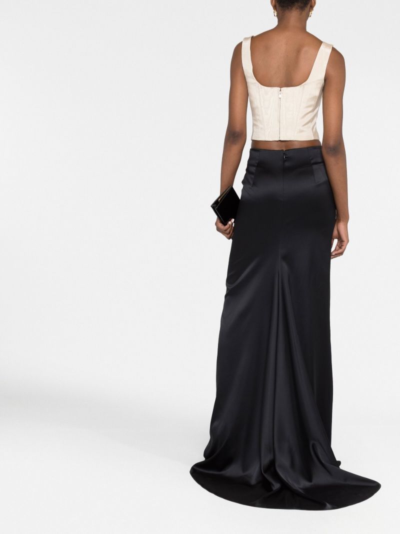 Brown Corset Moire-effect Tank Top