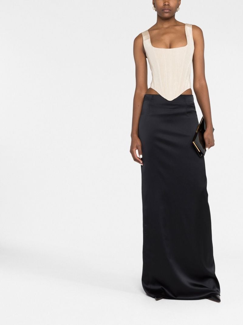 Brown Corset Moire-effect Tank Top