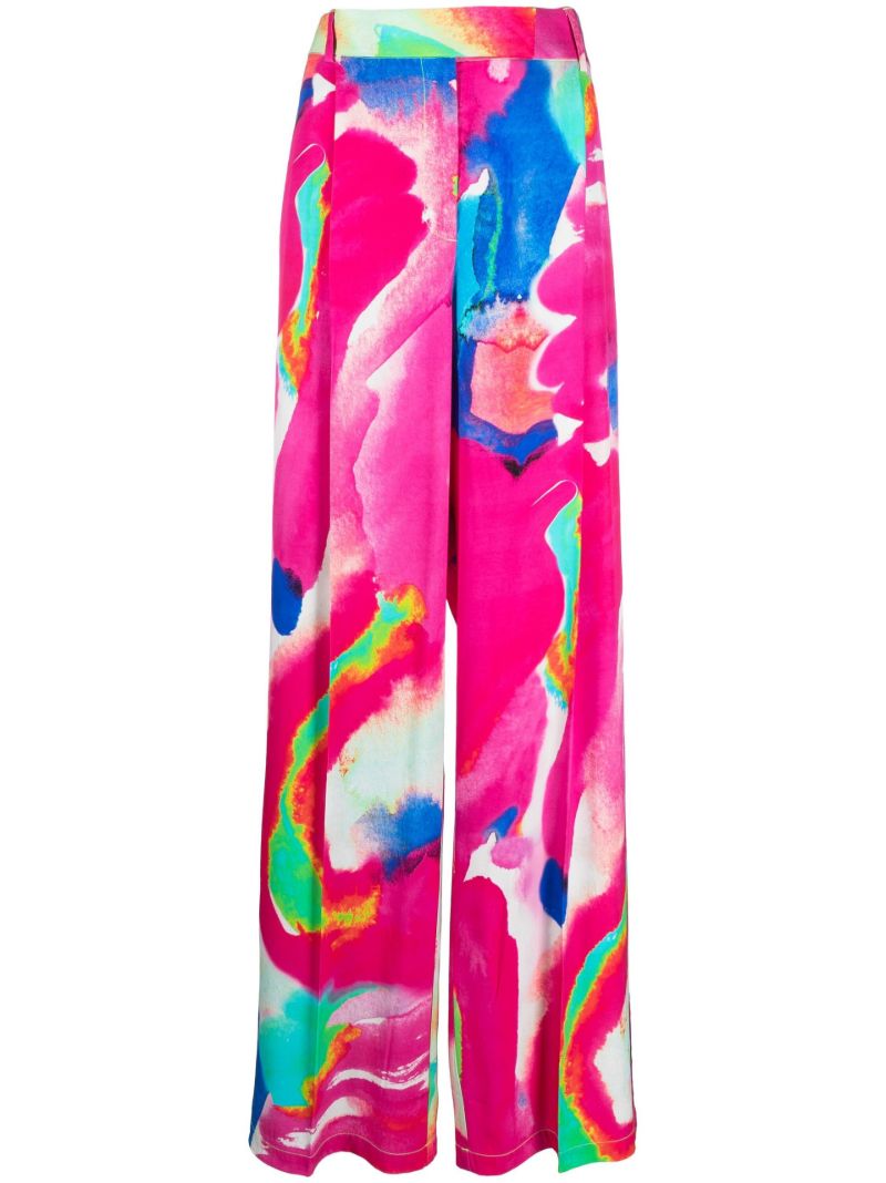 Pink Printed Wide-leg Trousers
