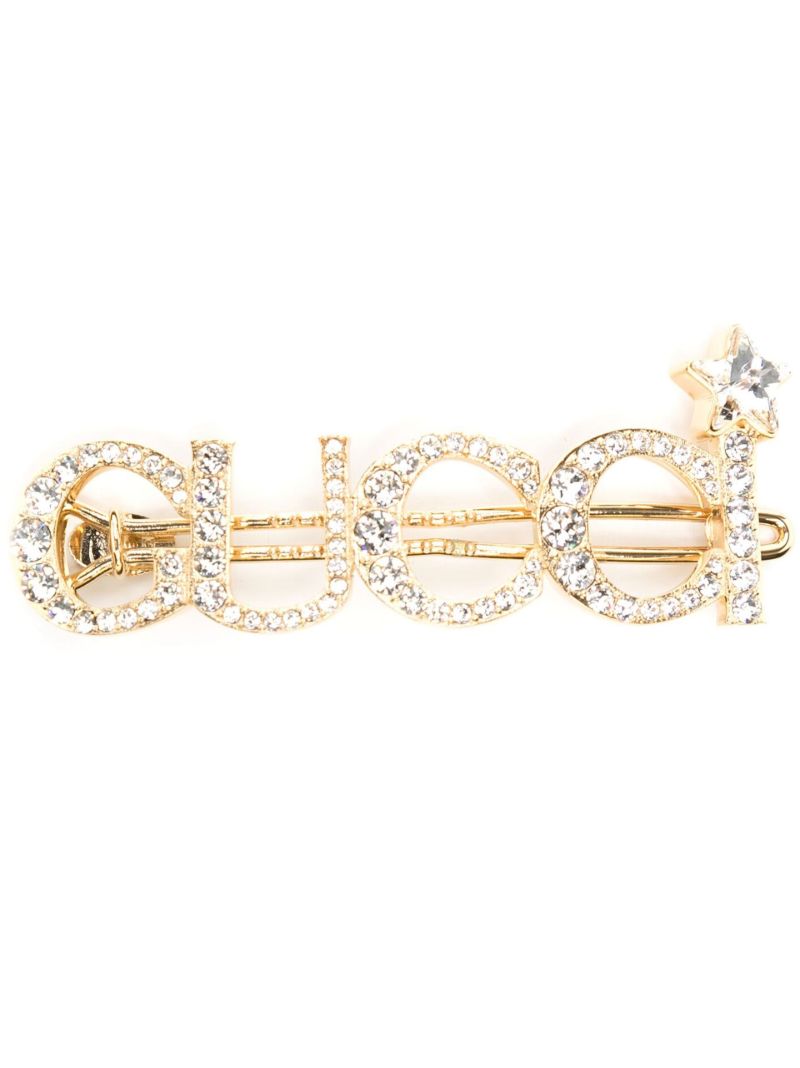 Gold Tone Crystal Embellished Hair Clip