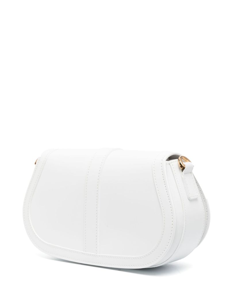 White Greca Goddess Leather Shoulder Bag