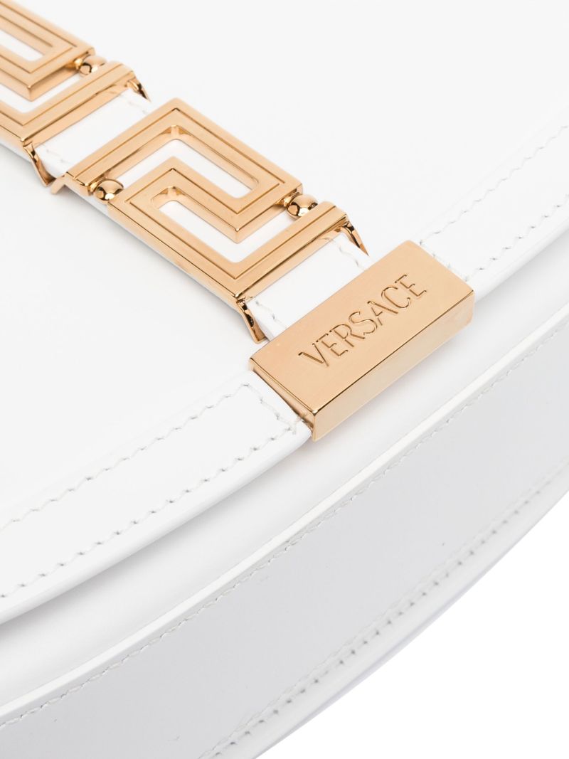White Greca Goddess Leather Shoulder Bag