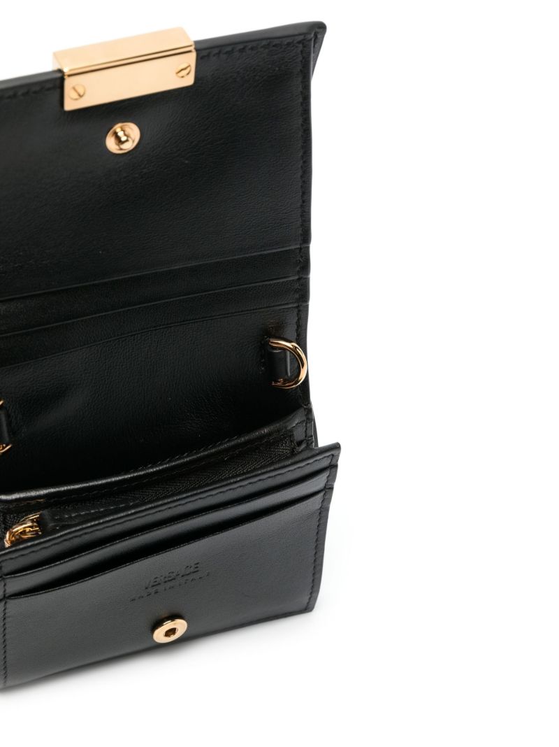 Black Greca Plaque Leather Wallet