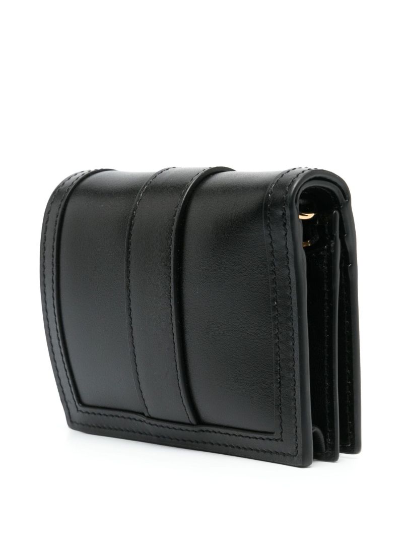 Black Greca Plaque Leather Wallet