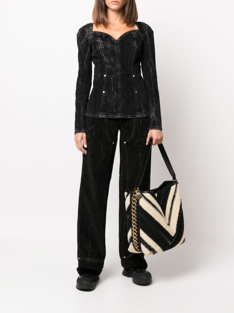 Black Stella Frayme Chevron Stripe Tote Bag