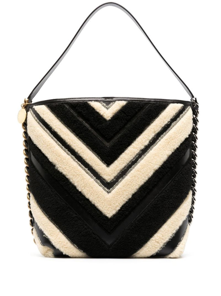 Black Stella Frayme Chevron Stripe Tote Bag