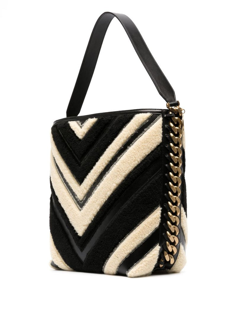 Black Stella Frayme Chevron Stripe Tote Bag