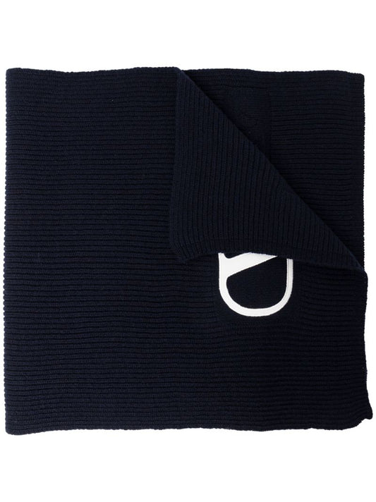 Blue Vlogo Knitted Wool Scarf