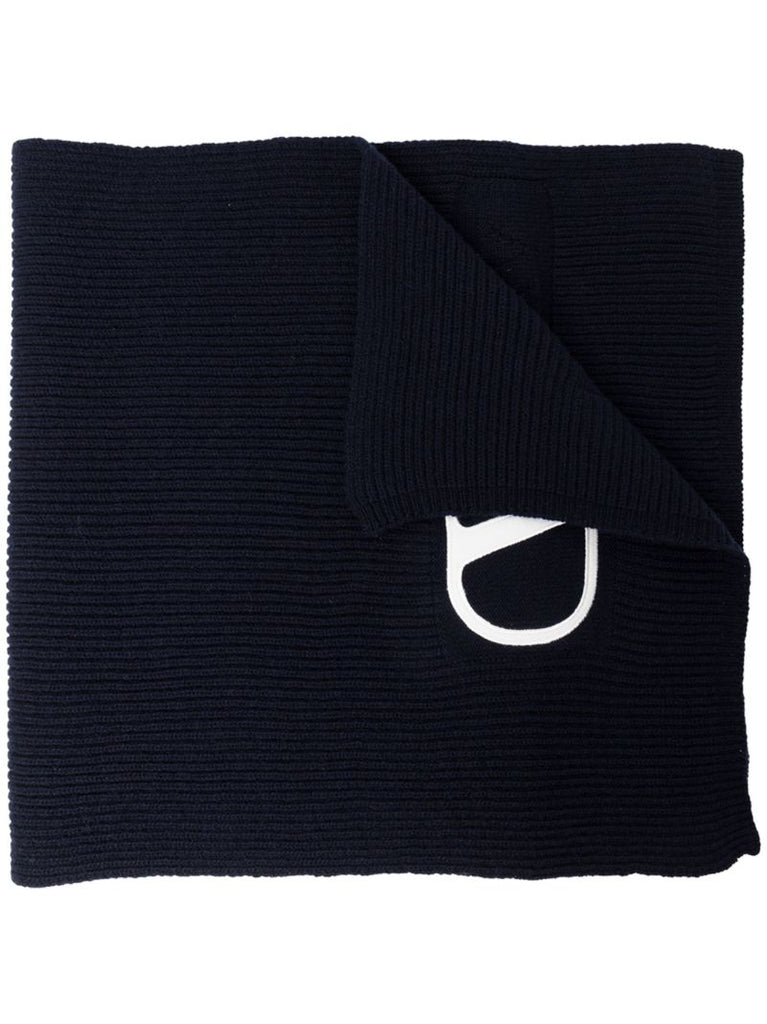 Blue Vlogo Knitted Wool Scarf