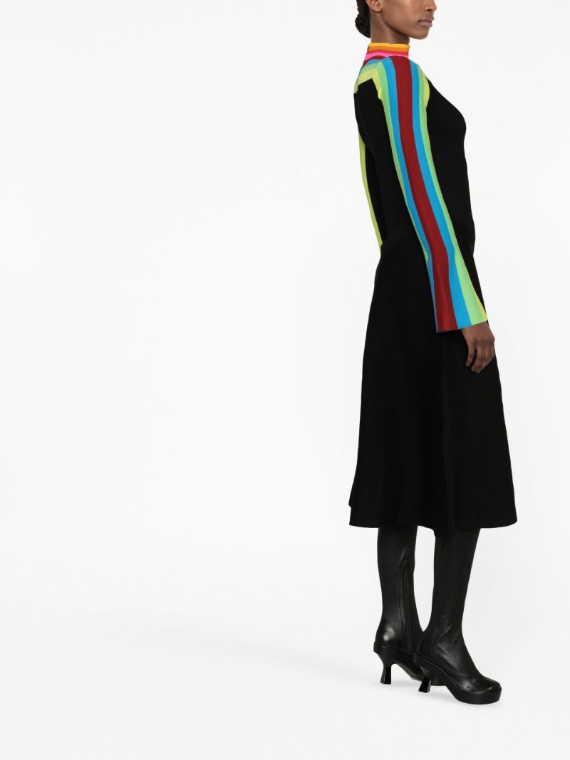 Black Colourblock Knitted Midi Dress
