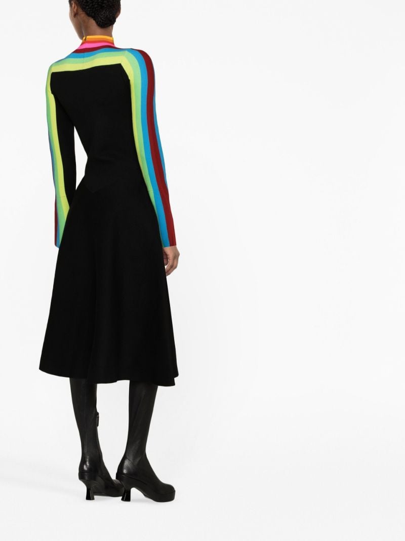 Black Colourblock Knitted Midi Dress