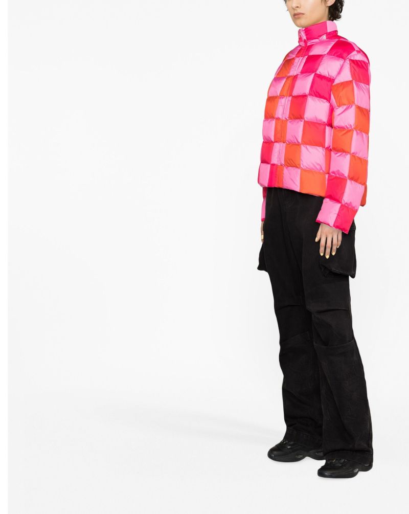 Pink and Red Gradient Damier Puffer Jacket