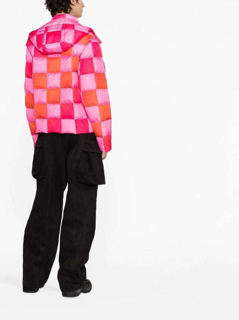 Pink and Red Gradient Damier Puffer Jacket
