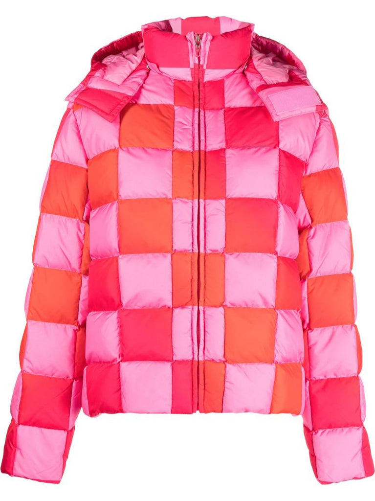 Pink and Red Gradient Damier Puffer Jacket