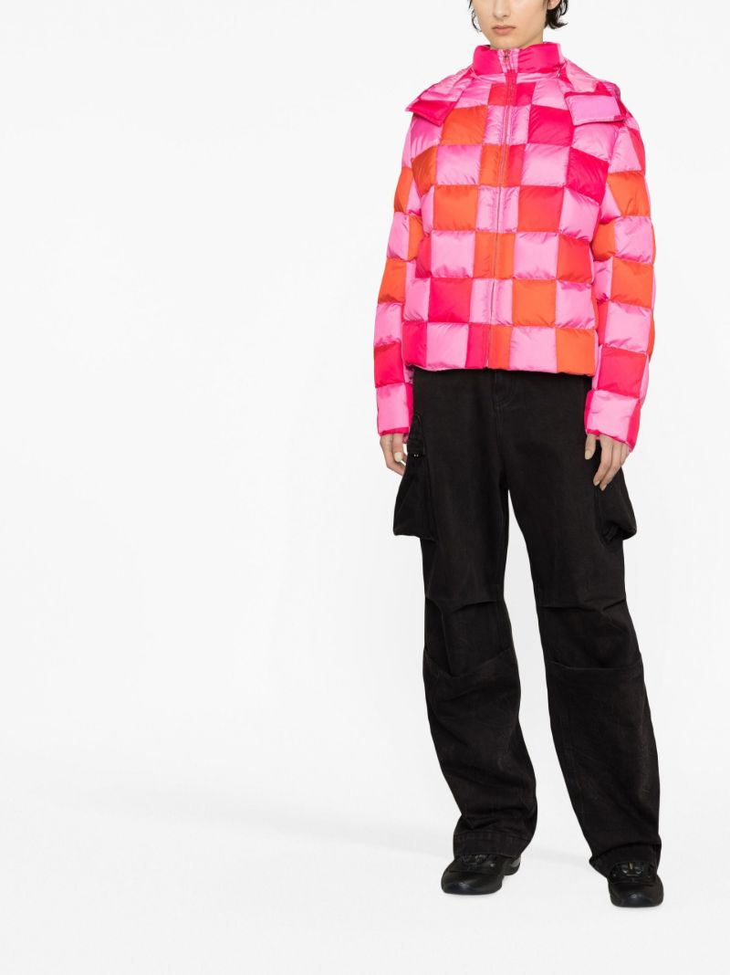 Pink and Red Gradient Damier Puffer Jacket
