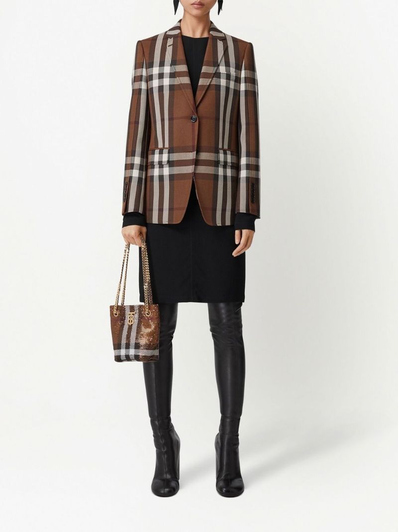 Brown Sequin Check Mini Bag