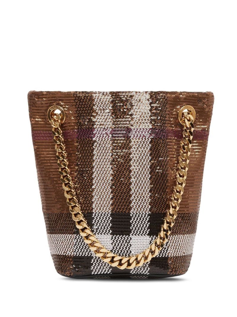 Brown Sequin Check Mini Bag