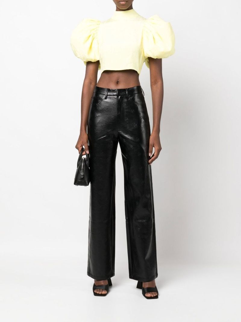 Black Rotie Embossed Straight-leg Trousers