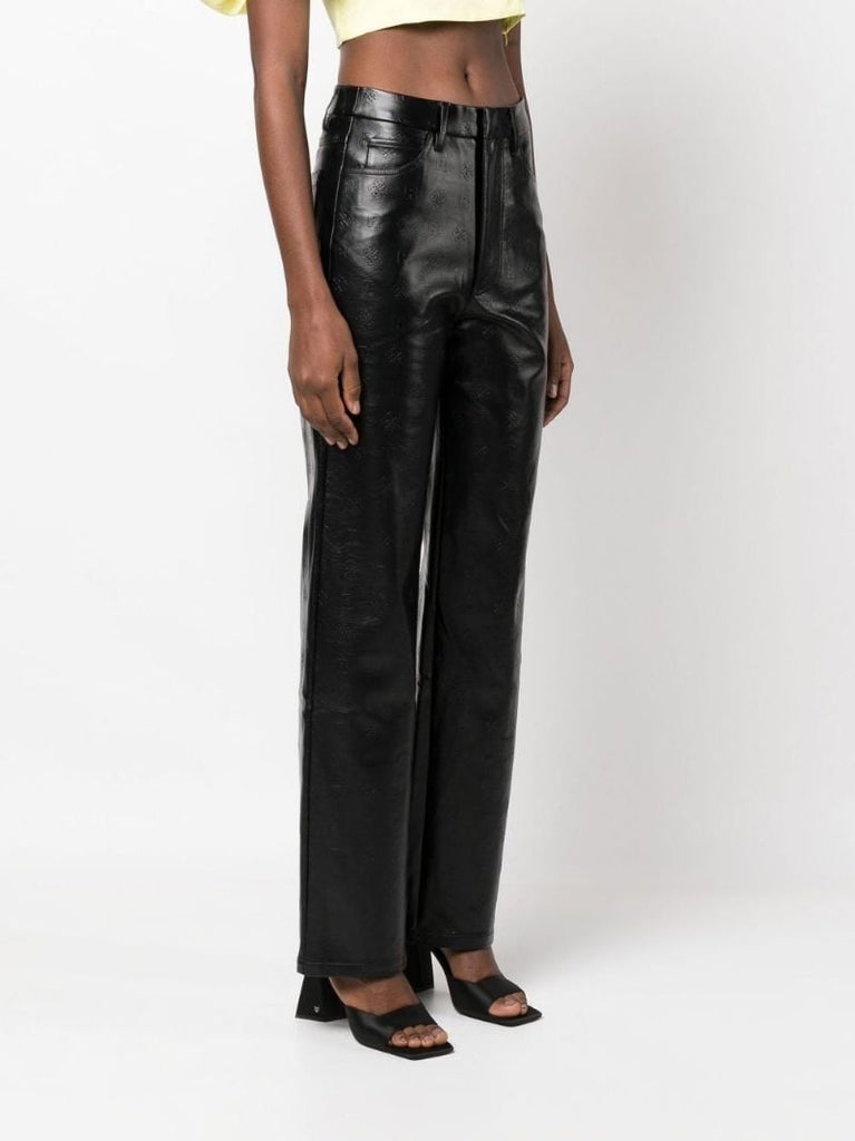 Black Rotie Embossed Straight-leg Trousers