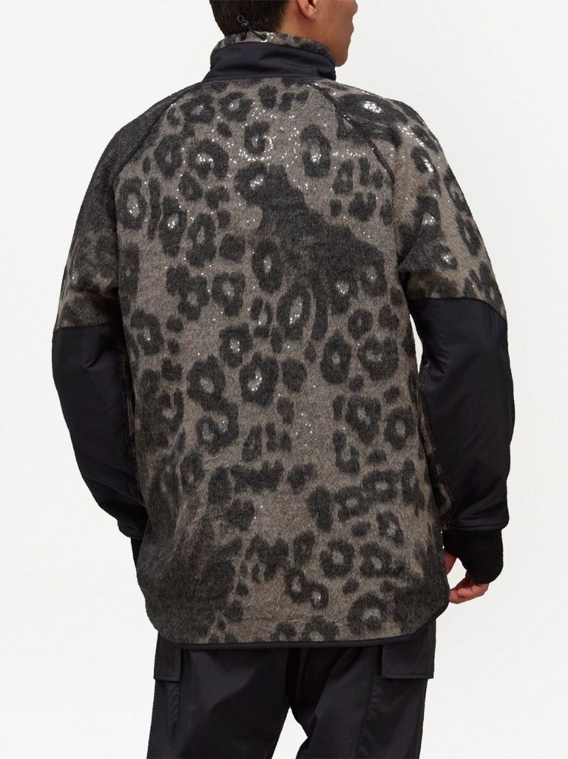 Grey Leopard Jacquard Fleece Jacket