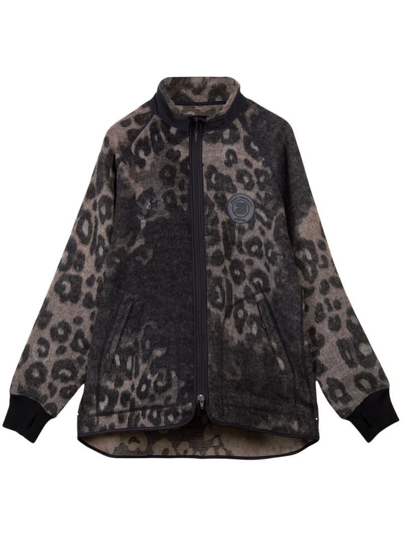 Grey Leopard Jacquard Fleece Jacket