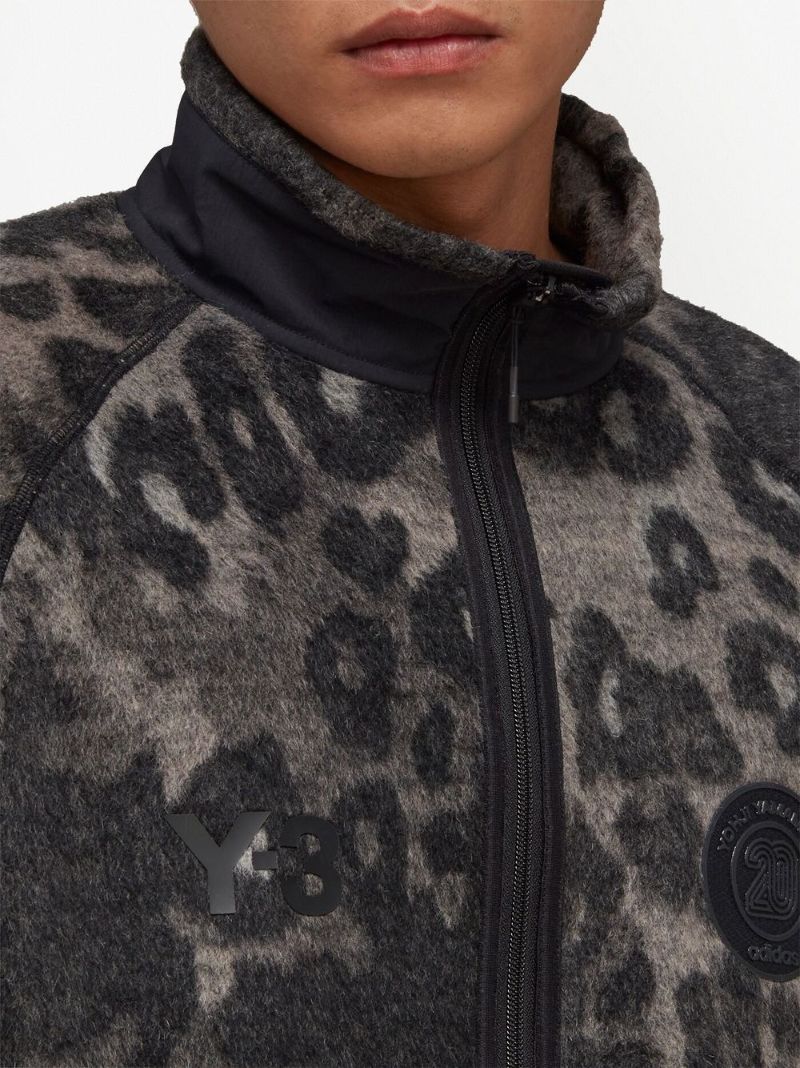 Grey Leopard Jacquard Fleece Jacket