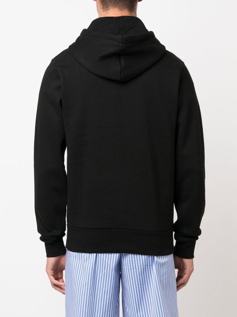 Black Logo Patch Cotton Hoodie