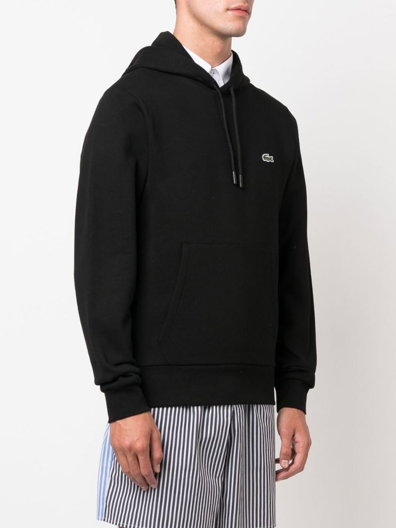 Black Logo Patch Cotton Hoodie