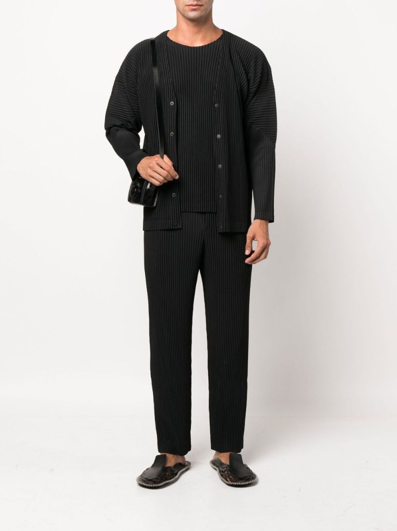 Black Tailored Pleats 1 Straight-leg PlissÃ_x0083_Â© Trousers