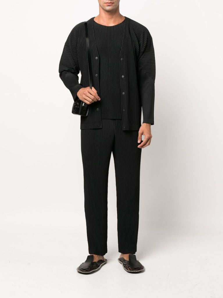 Black Tailored Pleats 1 Straight-leg PlissÃ_x0083_Â© Trousers