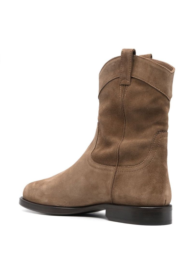 Brown Western Suede Ankle Boots