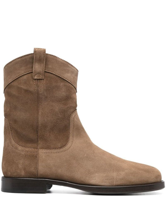 Brown Western Suede Ankle Boots