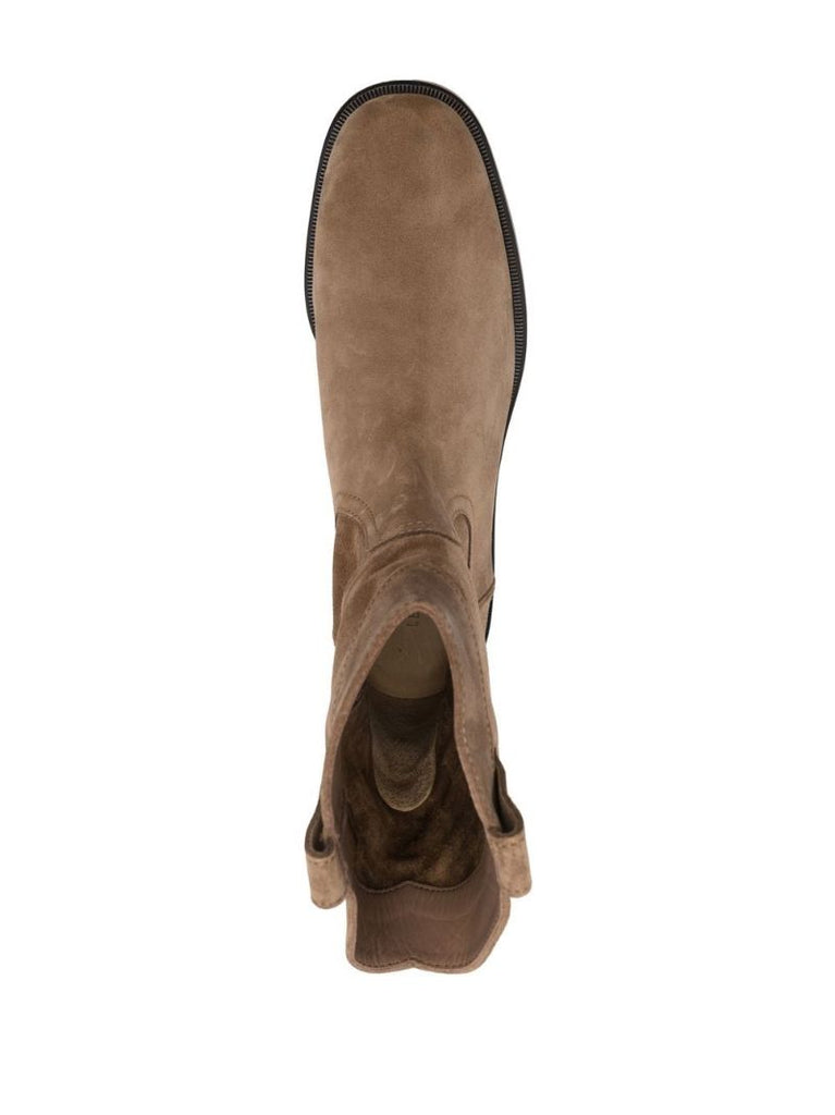 Brown Western Suede Ankle Boots