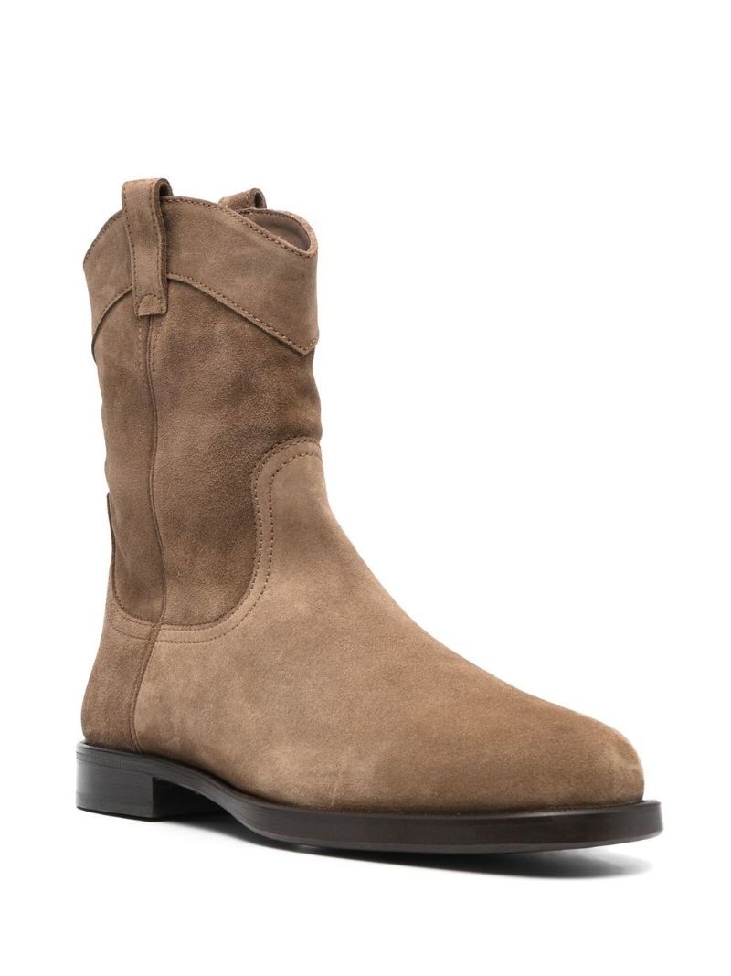 Brown Western Suede Ankle Boots